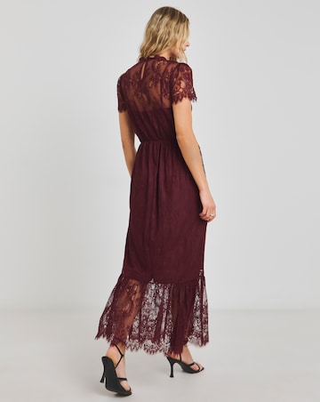 Lovedrobe Burgundy Tiered Hem Midaxi Dress