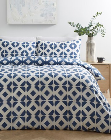 Gray & Osbourn Arran Tile Print Duvet Set Blue