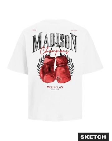 Jack & Jones Madison Boxing Back Graphic T-Shirt - White