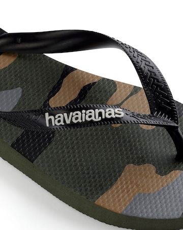 Havaianas Camo Logo Flip Flops - Green Multi