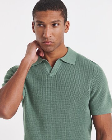 Open Neck Textured Polo