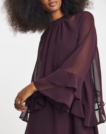 Plum Georgette Frill Skater Dress