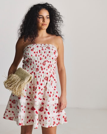 Simply Be Cotton Bandeau Beach Dress Cherry Print