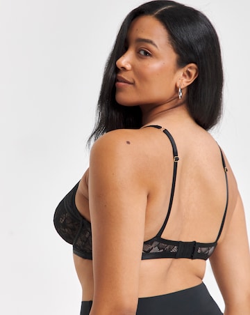 Figleaves Delia Plunge Bra With Mesh Overlay B-G - Black