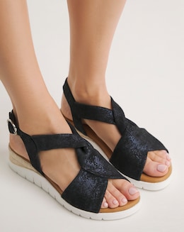Beau Leather Crossover Sandal - Extra Wide Fit (EEE)