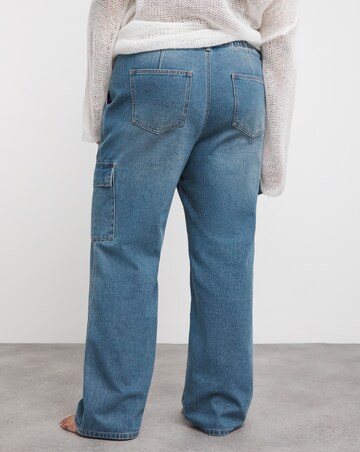 Mid Wash Straight Leg Utility Jeans