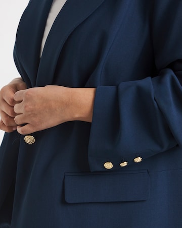 Simply Be Navy Oversized Blazer with Gold Button Detail