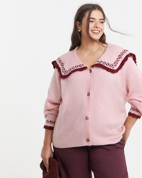 Neon Rose Salior Button Up Cardigan