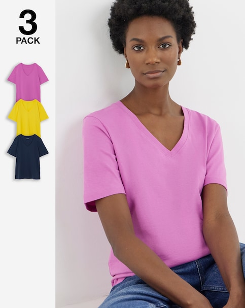 Blue, Yellow & Purple 3 Pack V-Neck T-Shirts