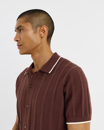 Button Through Texture Knitted Polo