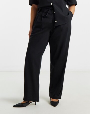 Simply Be Black Pleated Barrel Leg Trousers