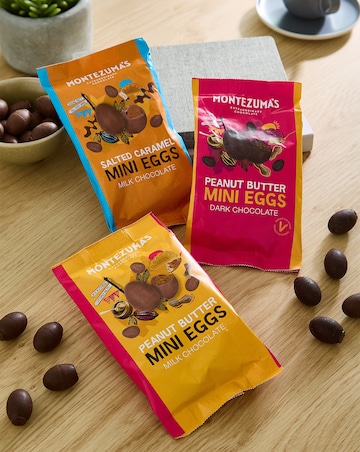 Montezumas Choc Mini Eggs -Milk Peanut Butter, Dark Peanut Butter & Milk Caramel