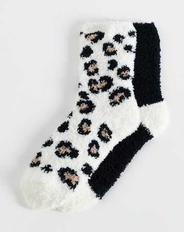 Pretty Secrets (2 Pair Pack) Cosy Socks Black Animal