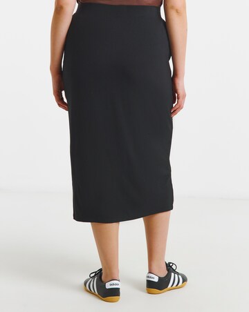 Black Jersey Tube Midi Skirt