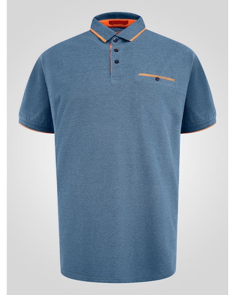 D555 Harvey Teal Pique Polo With Jacquard Collar And Cuffs With Chest Pocket