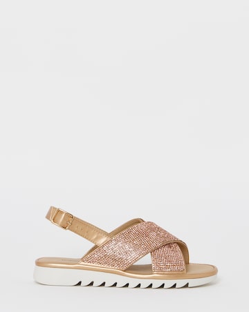 Cushion Walk Rose Gold Shimmer Sparkle Strap Slingbacks - Extra Wide Fit (EEE)