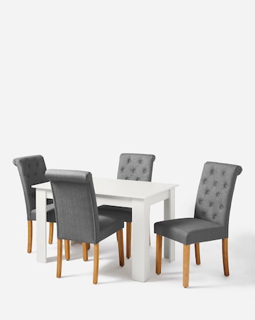 Dakota 4 Seater Dining Table with 4 Ava Button Back Chairs