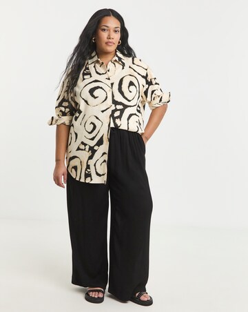 Simply Be Mono Print Linen Mix Shirt