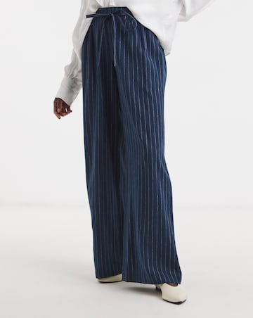 Navy Stripe Linen Mix Trouser