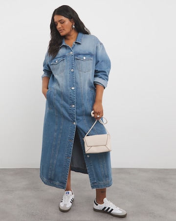 Mid Blue Maxi Denim Jacket