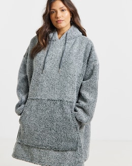 Supersoft Borg Oversized Hooded Lounge Dress
