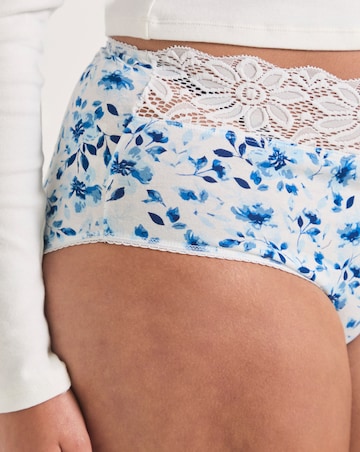 Pretty Secrets (5 Pack) Lace Top Full Knickers Blue Floral