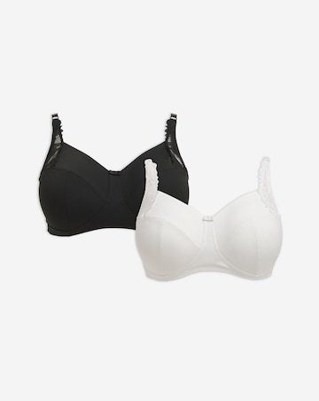 Pretty Secrets (2 Pack) Flora Non Wired Bras (B-F) Black/White