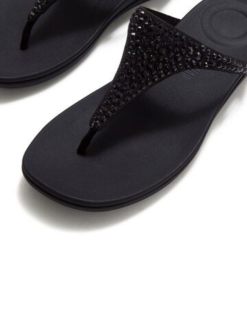 FitFlop Black Solay Mixed-Crystal Toe-Post Sandals - Standard Fit (D)