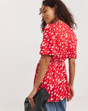 Angel Sleeve Button Front Longline Top