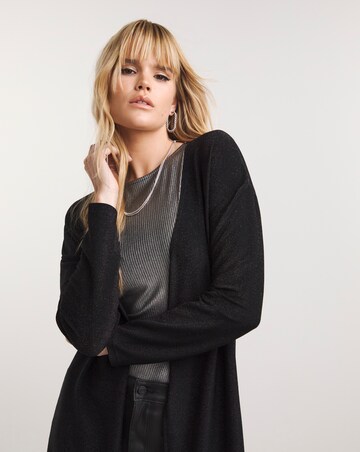 Black Glitter Knit Maxi Cardigan