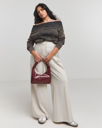 Black Acid Wash Ribbed Bardot Top