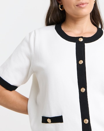 Ivory Contrast Short Sleeve Cardigan