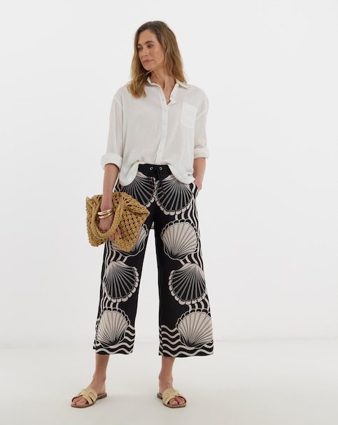 Spun Viscose Wide Leg Culotte