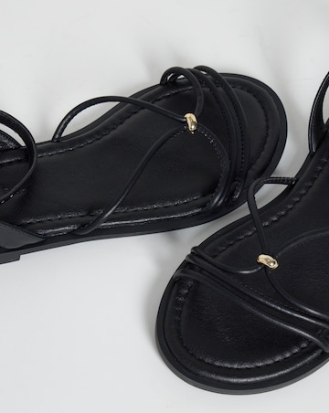 Toni Strappy Hardware Detail Flat Sandals - Extra Wide Fit (EEE)