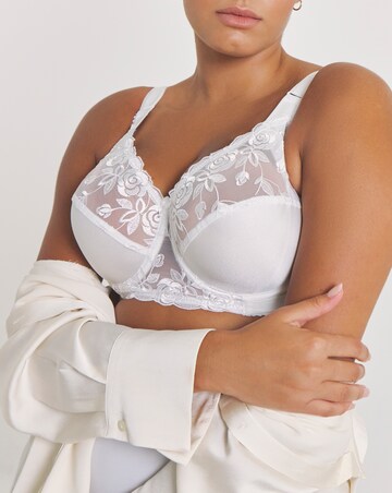Miss Mary of Sweden Rose Embroidered Full Cup Wired Bra White
