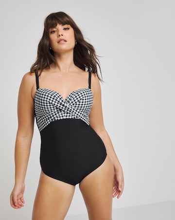 Figleaves Tailor Twist Underwired Bandeau Tummy Control Swimsuit