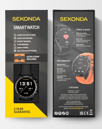 Sekonda Active Plus 45mm Black Rubber Dual Strap Smart Watch