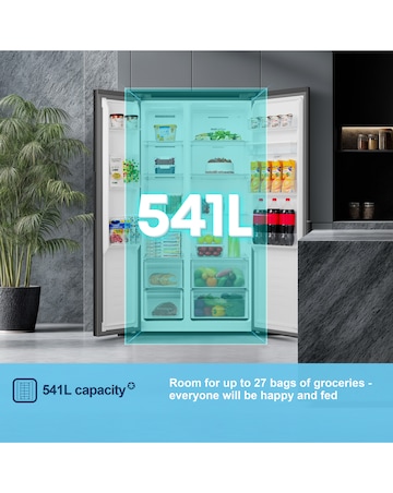 Fridgemaster MS91558DEB Non-Plumbed Total No Frost American Fridge Freezer Black