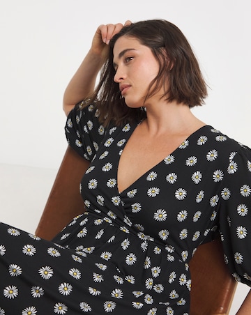 Simply Be Daisy Print Supersoft Wrap Midi Dress