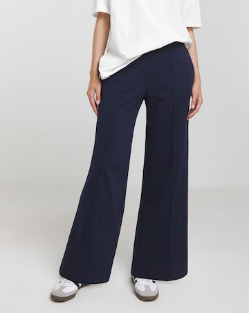 Navy Ponte Wide Leg Trousers
