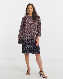 Ombre Sequin Shift Dress