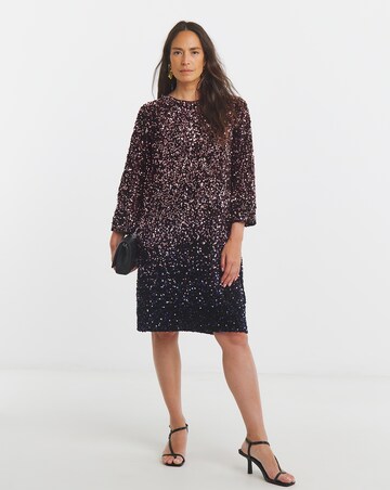 Ombre Sequin Shift Dress