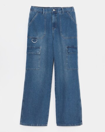Mid Wash Straight Leg Utility Jeans