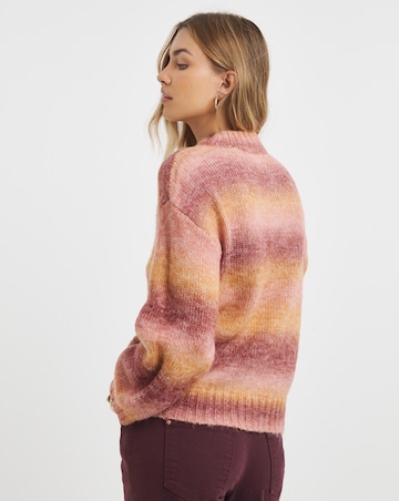 Native Youth Striped Ombre Soft Fluff Knitted Jumper