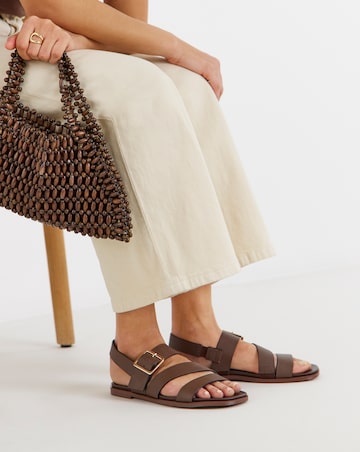 Britney Slingback Asymmetric Flat Sandals - Wide Fit (E)