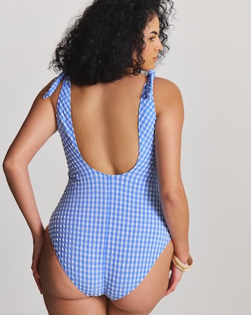 MAGISCULPT Firm Control Gingham Shoulder Tie Swimsuit