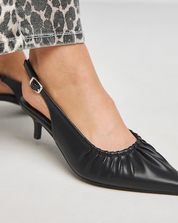 Tilda Ruched Front Kitten Heel Slingback Shoes - Extra Wide Fit (EEE)