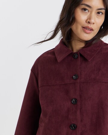 Dark Berry Suedette Trucker Jacket