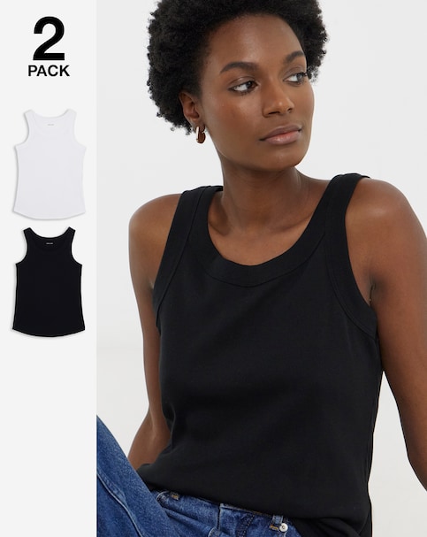 Black And White Racer Vest 2 Pack