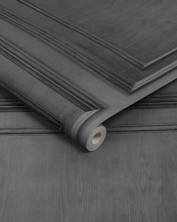 Fresco Wood Panel Dark Grey Wallpaper
